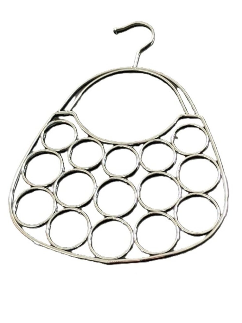 Purse-Shaped Silver Scarf Belt Accessory Organizer 15" L x 15" W